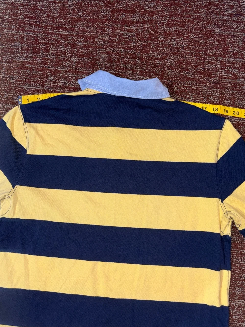 Extremely Rare! Vintage Polo RL heavyweight rugby shirt denim collar long sleeve